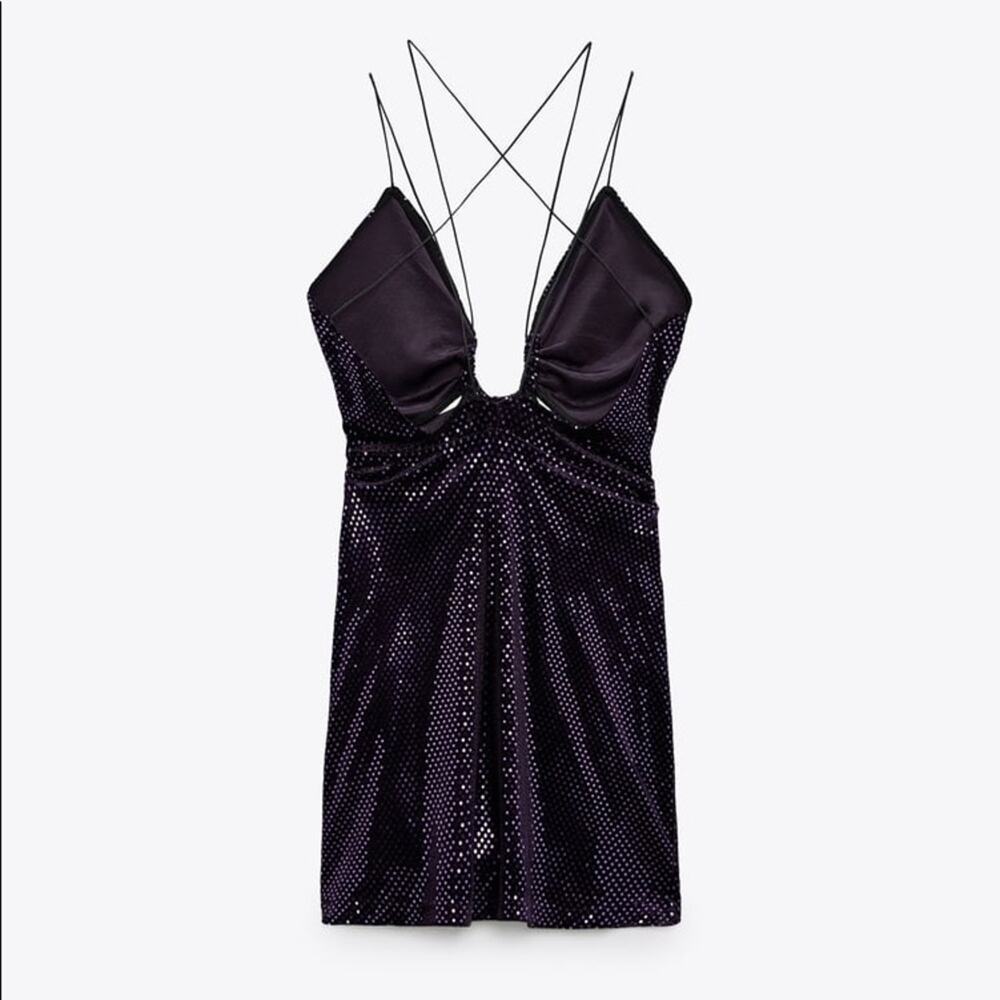ZARA RING DETAIL SHINY DRESS - Picture 2 of 10